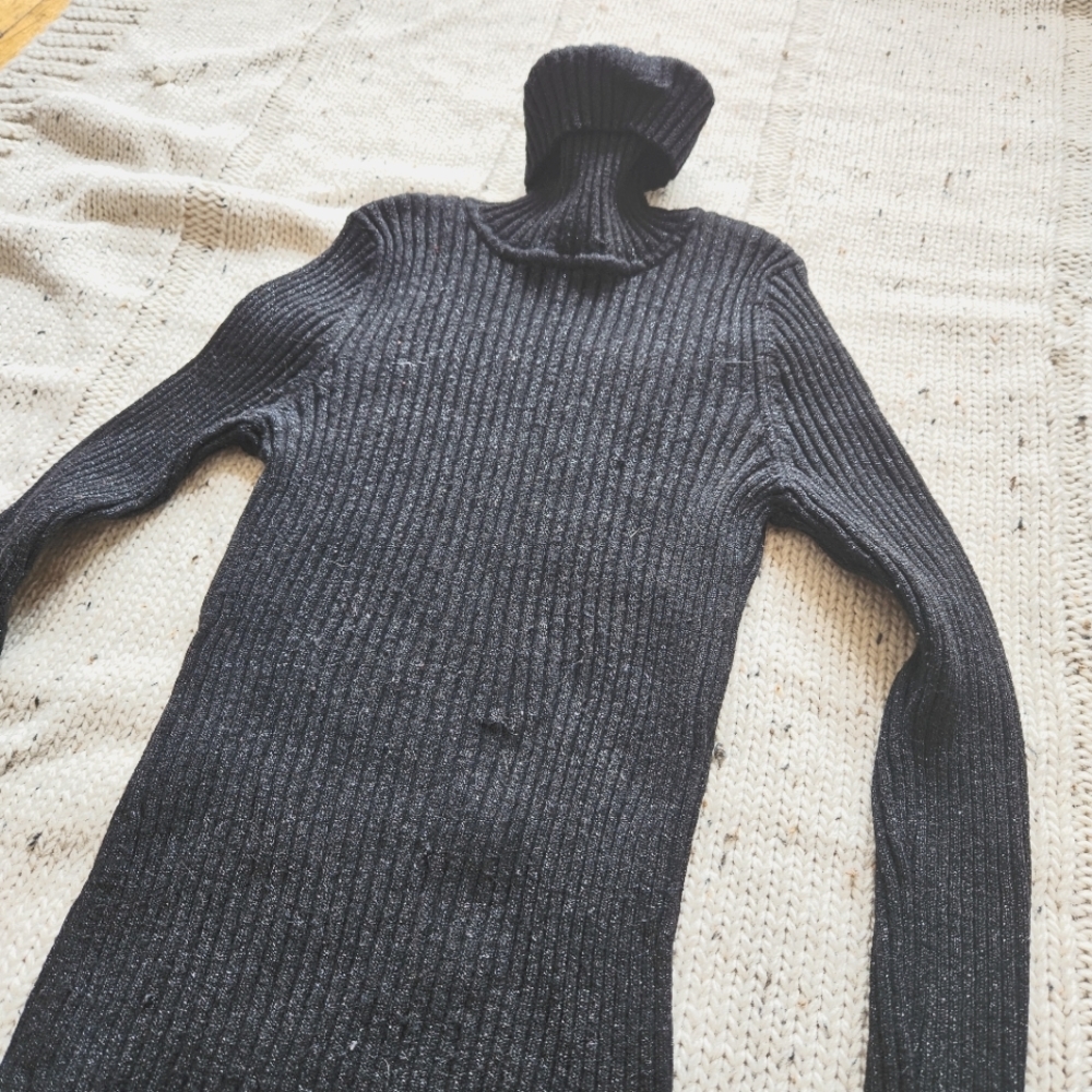 Metallic Turtleneck Sweater
